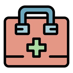 Poster - First aid kit icon. Outline first aid kit vector icon color flat isolated