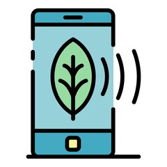 Poster - Smartphone plant control icon. Outline smartphone plant control vector icon color flat isolated
