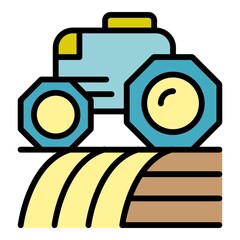 Sticker - Smart robot tractor icon. Outline smart robot tractor vector icon color flat isolated