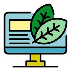 Poster - Computer smart farm icon. Outline computer smart farm vector icon color flat isolated