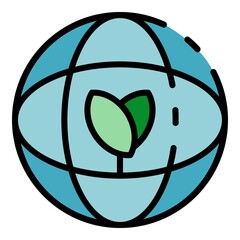 Poster - Eco leaf farming icon. Outline eco leaf farming vector icon color flat isolated