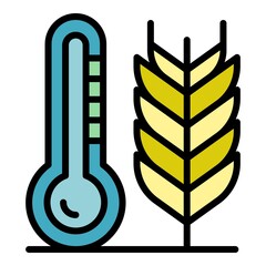 Poster - Smart plant temperature icon. Outline smart plant temperature vector icon color flat isolated