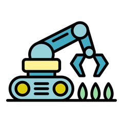 Aufkleber - farming robot seed plant icon. outline farming robot seed plant vector icon color flat isolated