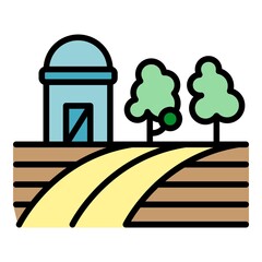 Wall Mural - Field farming icon. Outline field farming vector icon color flat isolated
