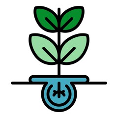 Poster - Plant technology seed icon. Outline plant technology seed vector icon color flat isolated