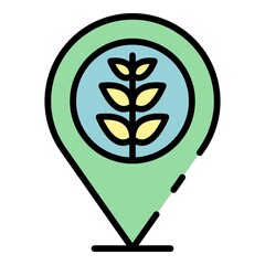 Aufkleber - plant pin map icon. outline plant pin map vector icon color flat isolated