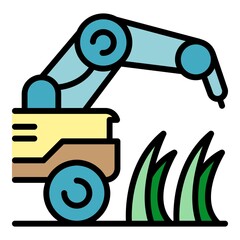 Poster - Farm plant machine icon. Outline farm plant machine vector icon color flat isolated