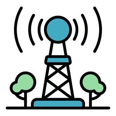 Poster - Farm smart tower icon. Outline farm smart tower vector icon color flat isolated