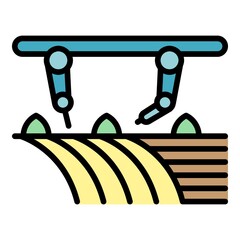Poster - Modern field robot icon. Outline modern field robot vector icon color flat isolated
