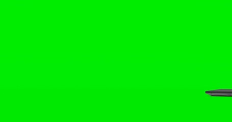 Wall Mural - Laptop blank screen opening with the screen switching on - isolated on white. Green screen and alpha matte for laptop and screen included