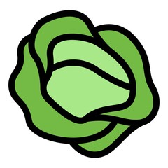 Sticker - Farm cabbage icon. Outline farm cabbage vector icon color flat isolated