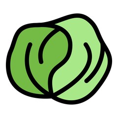 Poster - Garden cabbage icon. Outline garden cabbage vector icon color flat isolated