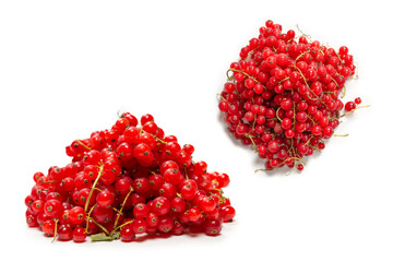 Tasty red currant isolated on white background.