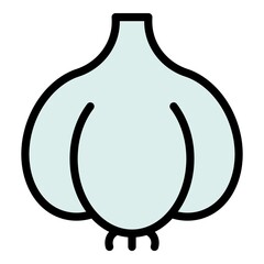 Poster - Vegan garlic icon. Outline vegan garlic vector icon color flat isolated