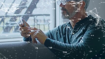 Poster - Animation of networks of connections over man using smartphone