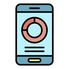 Sticker - Smartphone icon. Outline smartphone vector icon color flat isolated
