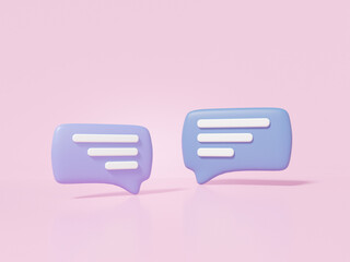 Aufkleber - Two bubble chat icon or comment Social media online concept with show chat, message, sms, communication, Cartoon minimal cute smooth on pink background, banner, 3d rendering