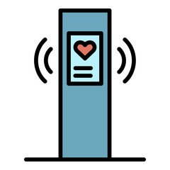 Poster - Heart rate smartwatch icon. Outline heart rate smartwatch vector icon color flat isolated