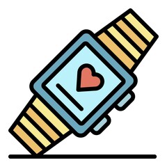 Poster - Wrist bracelet icon. Outline wrist bracelet vector icon color flat isolated