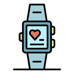 Poster - Health smartwatch icon. Outline health smartwatch vector icon color flat isolated
