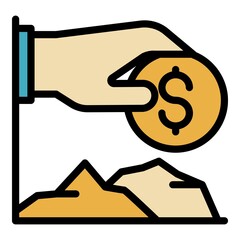Poster - Money graph startup icon. Outline money graph startup vector icon color flat isolated
