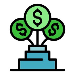 Poster - Money startup cup icon. Outline money startup cup vector icon color flat isolated