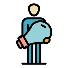 Poster - Man startup idea icon. Outline man startup idea vector icon color flat isolated