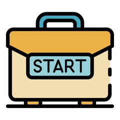 Poster - Startup leather case icon. Outline startup leather case vector icon color flat isolated