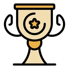 Poster - gold startup cup icon. outline gold startup cup vector icon color flat isolated