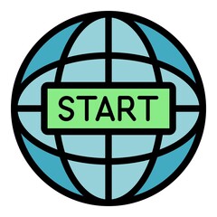 Poster - Global start project icon. Outline global start project vector icon color flat isolated