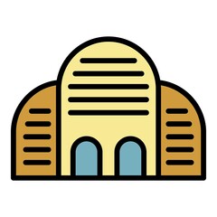 Poster - Old architectural building icon. Outline old architectural building vector icon color flat isolated