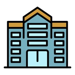 Wall Mural - Office city building icon. Outline office city building vector icon color flat isolated