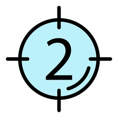 Poster - Video number target icon. Outline video number target vector icon color flat isolated