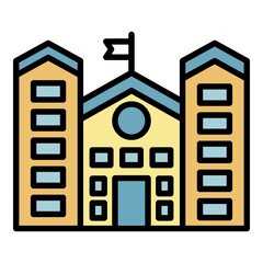 Wall Mural - University building icon. Outline university building vector icon color flat isolated
