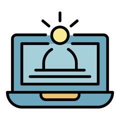 Poster - Education with a laptop icon. Outline education with a laptop vector icon color flat isolated