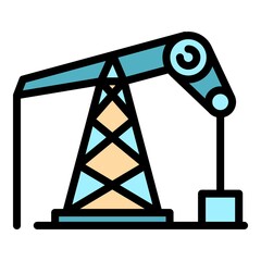 Sticker - Oil pump icon. Outline oil pump vector icon color flat isolated