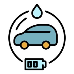 Poster - Electric vehicle charging sign icon. Outline electric vehicle charging sign vector icon color flat isolated