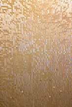 Gold Glittering Squares On The Wall, Interior Decor, Background.