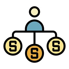 Poster - Man financial connection icon. Outline man financial connection vector icon color flat isolated
