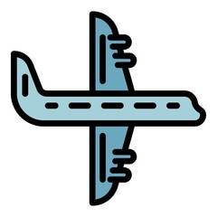 Wall Mural - Airplane icon. Outline airplane vector icon color flat isolated