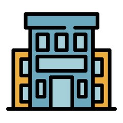 Poster - Bank building icon. Outline bank building vector icon color flat isolated