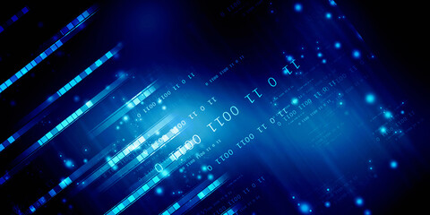 Poster - 2d illustration abstract digital binary data on computer screen
