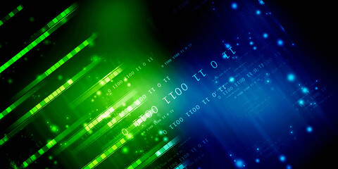 Poster - 2d illustration abstract digital binary data on computer screen
