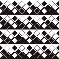 Poster - Triple pattern of rhombuses in black and white. Repeated through one. Vector.