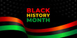Black history month. Vector web banner, poster, card for social media, networks. Pan-African flag and the text of black history month on a black background with stars.