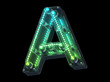 © Vrender - Futuristic green light font. Letter A.