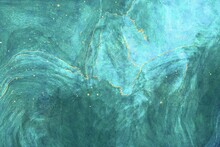 Abstract Turquoise Background, Aqua Splash, Water Splash Fluid Art Design, Blue Wallpaper With Golden Foil, Golden Glitter, Luxury Art 