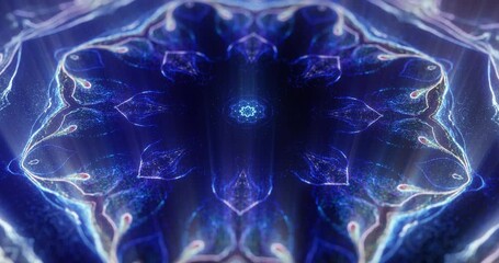 Poster - kaleidoscope with colored shiny and glowing particles on black. shimmering glittering particles with