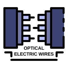 Sticker - Optical electric wires icon. Outline optical electric wires vector icon color flat isolated