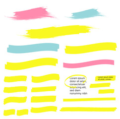 Marker marks. Yellow marker text selection vector